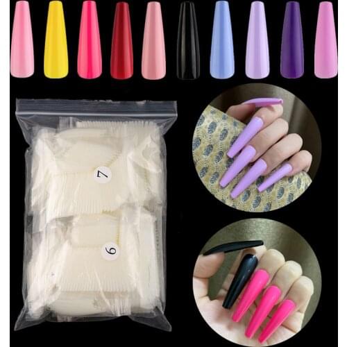 600pcs Super Long Colorful Ballerina Full Nail Tips Acrylic Press on Fake Nails Coffin Professional False Nails DIY Salon Tools