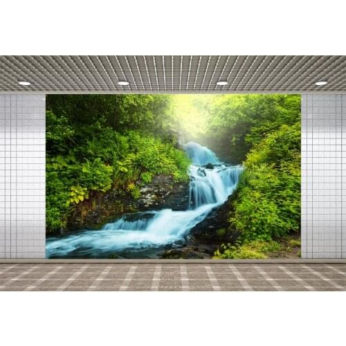 Lyavshi Spring Scenic Photography Backdrops Jungle Forest Green Trees Grass Waterfall Stream Backgrounds For Photo Studio Props