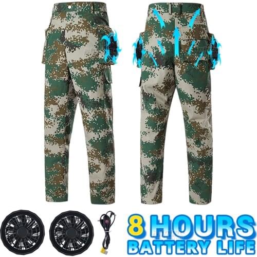Summer Cooling Fan Pants Breathable Hiking Pants Workwear Heatstroke Protection USB Power Supply Air Conditioning Clothing Men