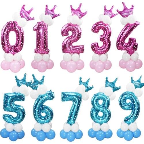 24Pcs Blue Pink Number Balloon Happy Birthday Balloon Birthday Party Decoration Kids Boy Girl Party Ballon Number