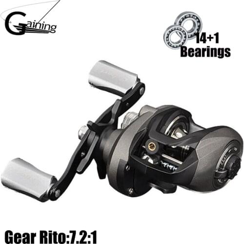 Gaining Baitcasting Reel High Speed 7.2:1 Gear Ratio 14+1BB Saltwater Magnetic Brake System Ultralight Fishing Reel