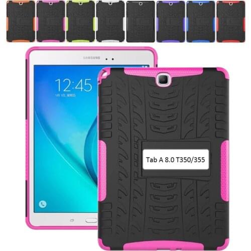 For Samsung Galaxy Tab A 8.0 2015 Case Tab A 8.0 SM- T350 T355 SM-T350 Tablet Armor Case Silicone TPU+PC Shockproof Stand Cover