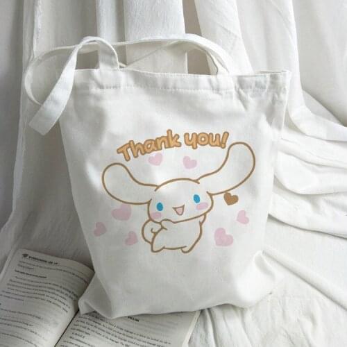Ladies cute dog backpack simple canvas handbag handbag large capacity kawaii student shopping bag cute school bag girl