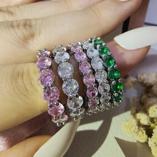 3mm 5mm Round 925 Sterling Silver Wedding Band Ring Eternity For Women Bride Engagement Christmas Luxury Gift Jewelry R6181