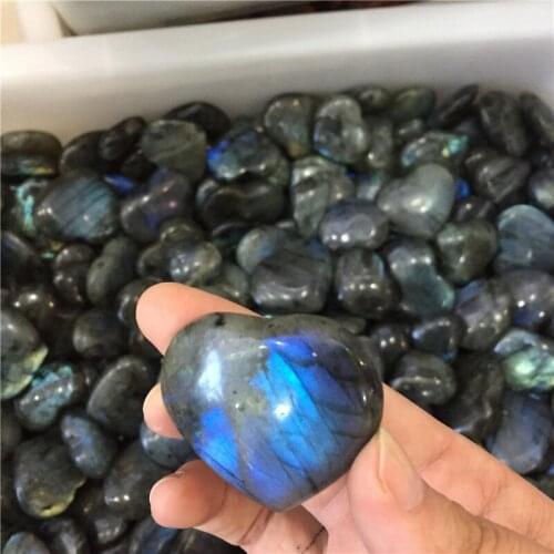 1pcs Natural Polished Labradorite Hand Carved Heart-Shaped Healing