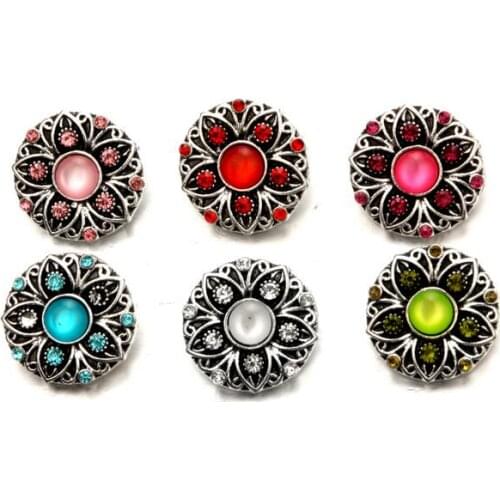 10PCS/lot 18MM Flower snap button Alloy interchangeable snaps jewelry DIY fit fashion woman earring popular snap bracelets
