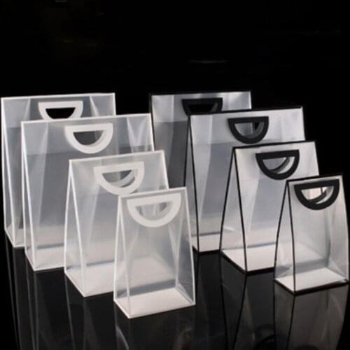 10Pcs PVC Clear Bag organizer Transparent Tote Gift Bag Shopping Jelly Packaging Containers with hand loop clear Plastic handbag