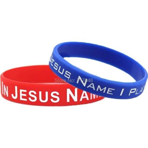 100pcs In jesus name I play wristband silicone bracelets free shipping by ePacket A