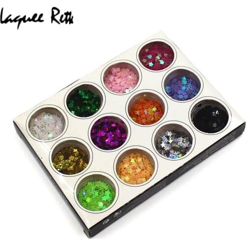 12 Fashion Colors Plum flower Nail Glitter Nail Art Glitter Powder Dust Decoration With Box For UV Gel Nail Tool