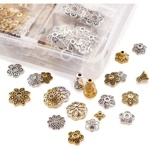 320pcs/Box Mixed Color Retro Tibetan Style Bead Cone Flower Bead Caps Cone End Spacers for DIY Jewelry Finding Making Components