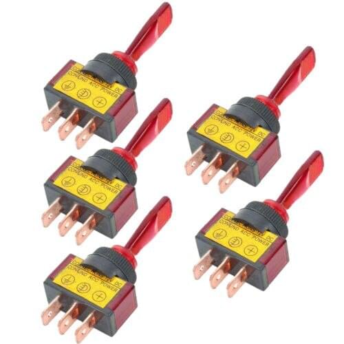 5Pcs 12V 20A Red green yellow blue LED Light OFF/ON SPST Toggle Rocker Switch For Car Motor Sales