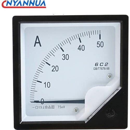 Pointer type DC Amper Meter Analog Panel Ammeter AMP Current Meter Accuracy 1.5 Square 80mm x 80mm 6C2 -A