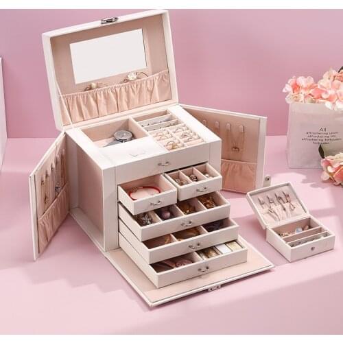 Casegrace 2019 Fashion Leather Jewelry Box Large Capacity Cosmetic Box Five layers Super Big Butterfly Jewelry Storage Casket