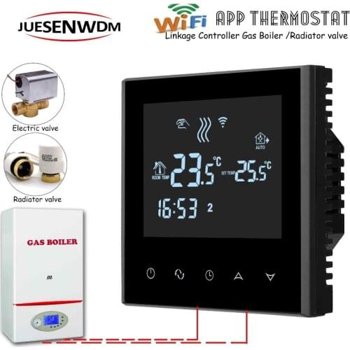 CE EU 220VAC Room Central Heating System WIFI thermostat boiler thermostatic head for Linkage Controller