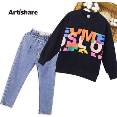 Kids Clothes Girls Sweatshirt + Jeans Childrens Clothes For Girls Casual Style Girls Clothes Spring Autumn Kids Tracksuit
