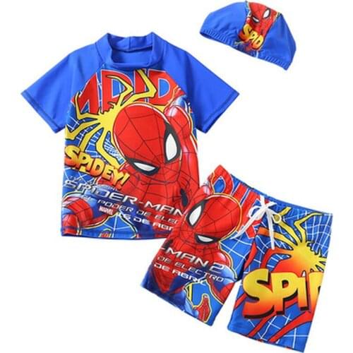 Disney Swimsuit Childrens Split Body Swimsuit Set Childrens Swimsuit Spider Man American Captain Cartoon Childrens Swimsuit