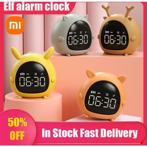 Xiaomi Electronic Alarm Clock For Kids Training Sleep 2 Alarm Wake Up Set withTemperature Baby Snooze Timer Funny Elf Clock