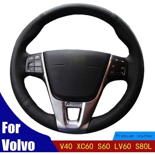 DIY Car Steering Wheel Cover Black Artificial Leather For Volvo V40 XC60 S60 LV60 S80L Special hand-stitched Steering Covers