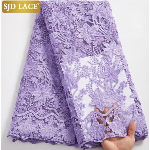 SJD LACE Milk Silk Sequins Design African Mesh Lace Fabric 2021Embroidery Soft Skin Nigerian French Tulle Lace Fabric Sew A2563