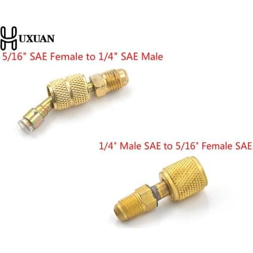 1pc Brass Air Conditioners Adapters R410a Adapter Fitting 1/4" Male To 5/16" SAE Female Charging Hose To Vacuum Pump