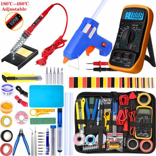 20W Hot Melt Glue Gun With 7mm Glue Sticks Soldering iron kit adjustable temperature 220V 80W Digital Display Welding Tool Kits