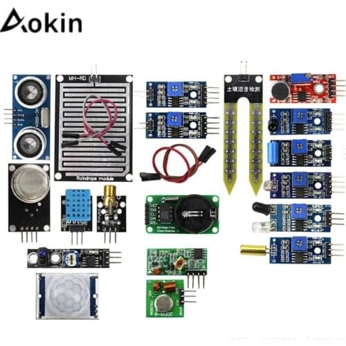 Aokin 16pcs/lot Sensor Module Board Set Kit for Arduino Raspberry Pi 3/2 Model B 16 Kinds of Sensor For For Raspberry Pi 2