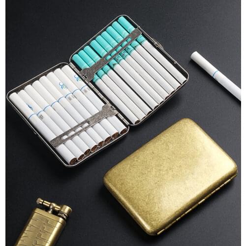New 1pcs copper bronze cigarette case for 16pcs Vintage Metal Cigarette Holder Box with Gift Box Metal Cigarette Accessories