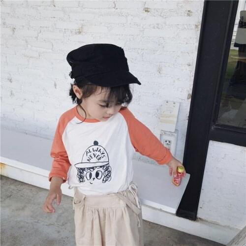 Spring New arrival pure cotton cartoon raglan sleeve casual T shirts for kids cute girls all-match loose Tees Tops clothes