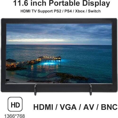 11.6 inch Portable Display LED Monitor 1366x768 HD Display Computer Monitor HDMI-Compatible VGA AV BNC TV for PS4 XBOX Switch