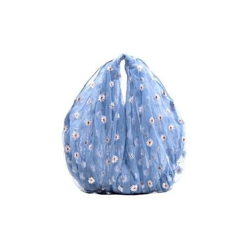 Casual Flower Embroidery Messenger Bag Gauze Tote Ladies Beach Handbag Woman Mesh Shopping Bags Organza Shoulder Bag Purses