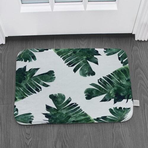 40*60cm Green Plant Leaf Anti-slip Carpet Door Mat Door Mat Outdoor Kitchen Bathroom Living Room Floor Mat Carpet