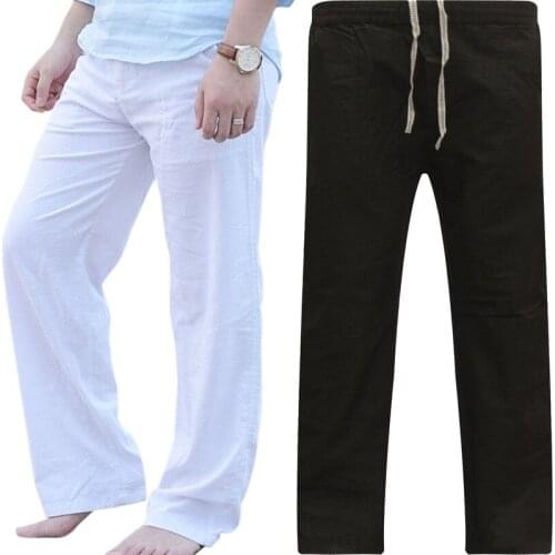 QNPQYX Men Casual Cotton Loose Sports Pants Drawstring Yoga Elastic Style Long Soft Dance Trousers Cotton Pants Dropshipping
