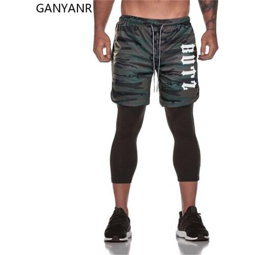 GANYANR Jogging Pants Men Gym Sport Running Training Tights Trousers Trackpants Workout Crossfit Sweatpants Compression 2 in 1