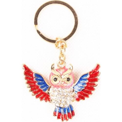 Owl Angel Wing Crystal Charm Purse Handbag Car Key Keychain Party Wedding Birthday Gift