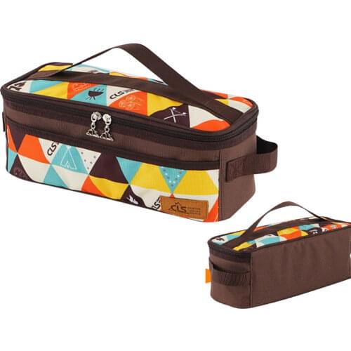 Outdoor Camping Cookware Oxford Cloth Large Capacity Cosmetic Bag Color Geometric Stripe Printing Suit Cookware Storage Bag