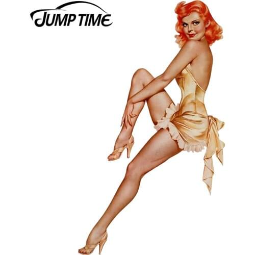JumpTime 13cm x 7.6cm Retro Super Sexy Pin-Up Girl Funny Car Sticker 3D Car Decal Windows Waterproof Hood Protective Film