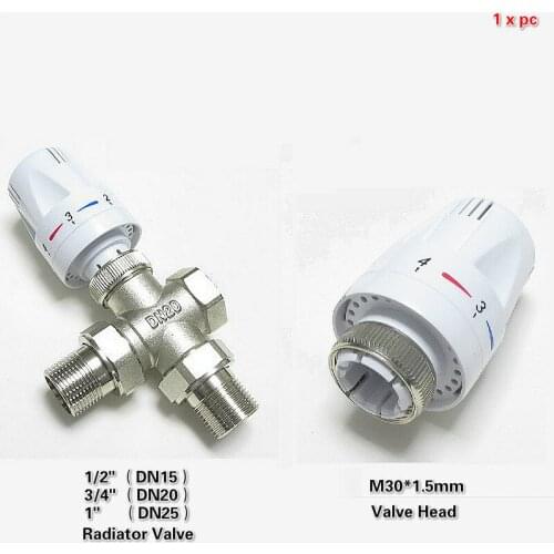 Thermostat radiator control valve 3 way brass tees 1/2" 3/4" 1" BSP PPR automatic thermostatical control valve / Valve head