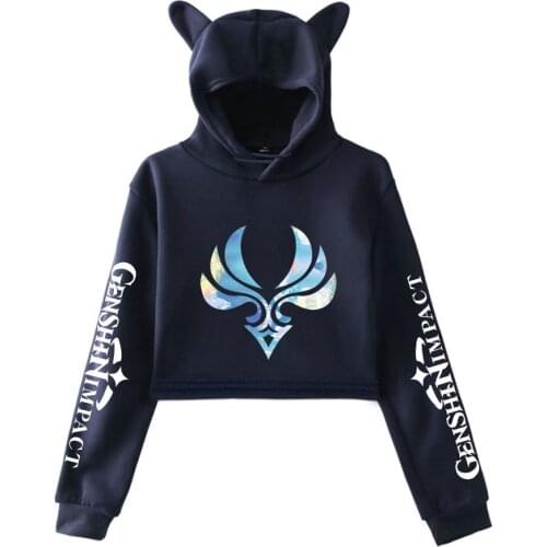 Genshin Impact Cat ears Hoodies Women Fashion Hip Hop Harajuku Cotton Genshin Impact Womens Hoodies Plus Size Girls Sexy Tops