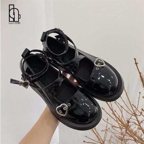 Platform Round Head Thick Heel Cross Bandage Women Shoes Women Shoes Loli Sweet Lolita Shoes Kawaii Cosplay Mary Jane Shoes 2021