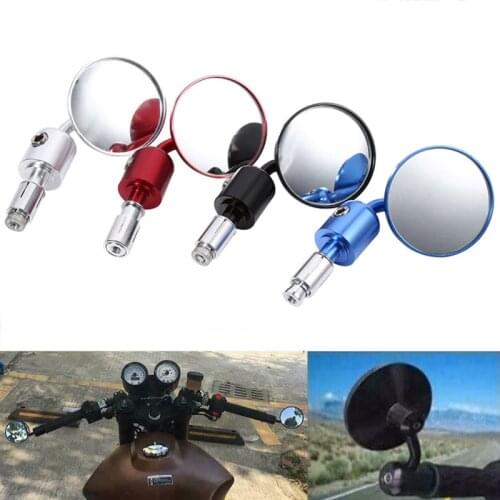 Universal 7/8" CNC Motorcycle Bar End Mirrors Round Handlebar Rearview Side Round Motorbike Side Mirror For Honda Kawasaki