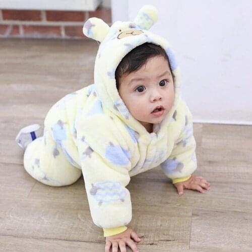 Baby Girl Thickened One-piece Toddler Romper Winter Animal Shape Cartoon Infant Clothes Pajama Romper xm