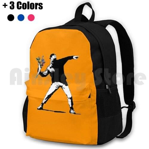 Banksy Flowers Outdoor Hiking Backpack Waterproof Camping Travel Dismaland Banksy Peace Graffiti Street Artist World Peace