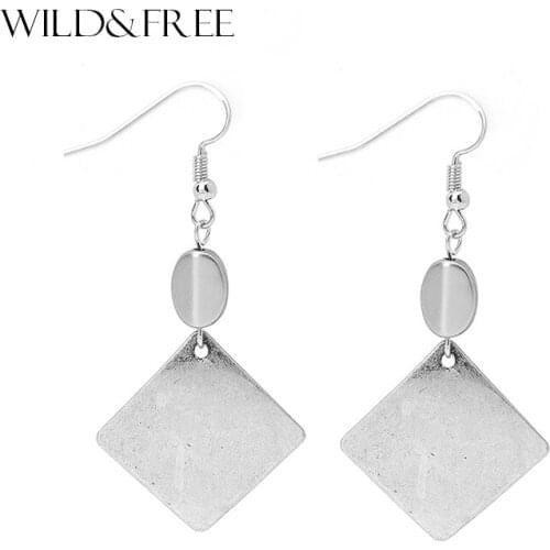 Women Trendy Zinc Alloy Geometric Pendant Drop Earrings Round Bead Geometric Dangle Earrings Jewelry For Female