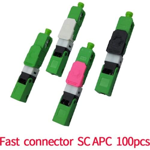00pcs SC APCSingle-Mode Fiber Optic Quick Connector Embedded Fiber Optic Fast Connector Cold FTTH SC Single Mode