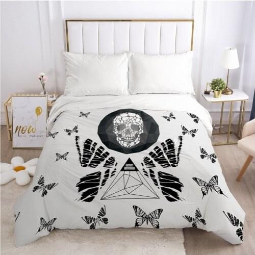 1PCS Duvet Cover Comforter/Quilt/Blanket Case With Zipper 220x240/140x200 Custom Bedding Postmodernism Grey Skull