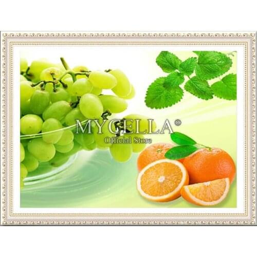 5D DIY Diamond Painting Cross Stitch Grapes and oranges Home Decor Needlework Full Round Rhinestone Mosaic Diamond Embroidery