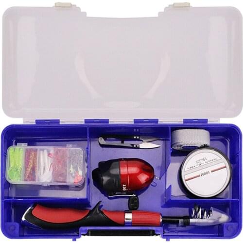 60pcs Casting Rod Baitcasting Lure Fishing Pole Portable Fishing Gear Tackle Set with Fishing Reel Line Hook for Children Kids