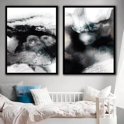 Abstract Black Ink Painting Modern Minimalist Canvas Art Print Wall Decorations Living Room Paintings B5034