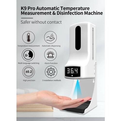 2021 Automatic Liquid Soap Dispenser Smart Sensor Digital Non-Contact Infrared Thermometer Hands Washing Free Sanitizer Machine