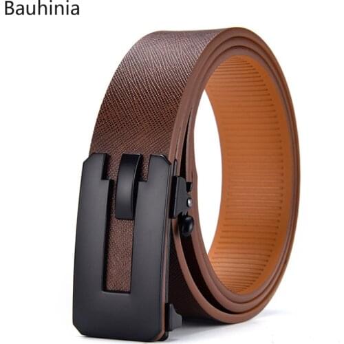 Bauhinia 2021 Mens Black 100-130cm Simple Business Cowhide Classic Formal Exquisite Automatic Buckle Belt